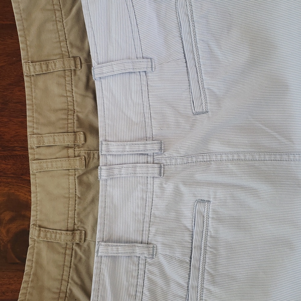 MERONA Skirt Bundle Size 10 Lot of 2 Tan Cotton Chino & Blue Seersucker - Picture 7 of 10